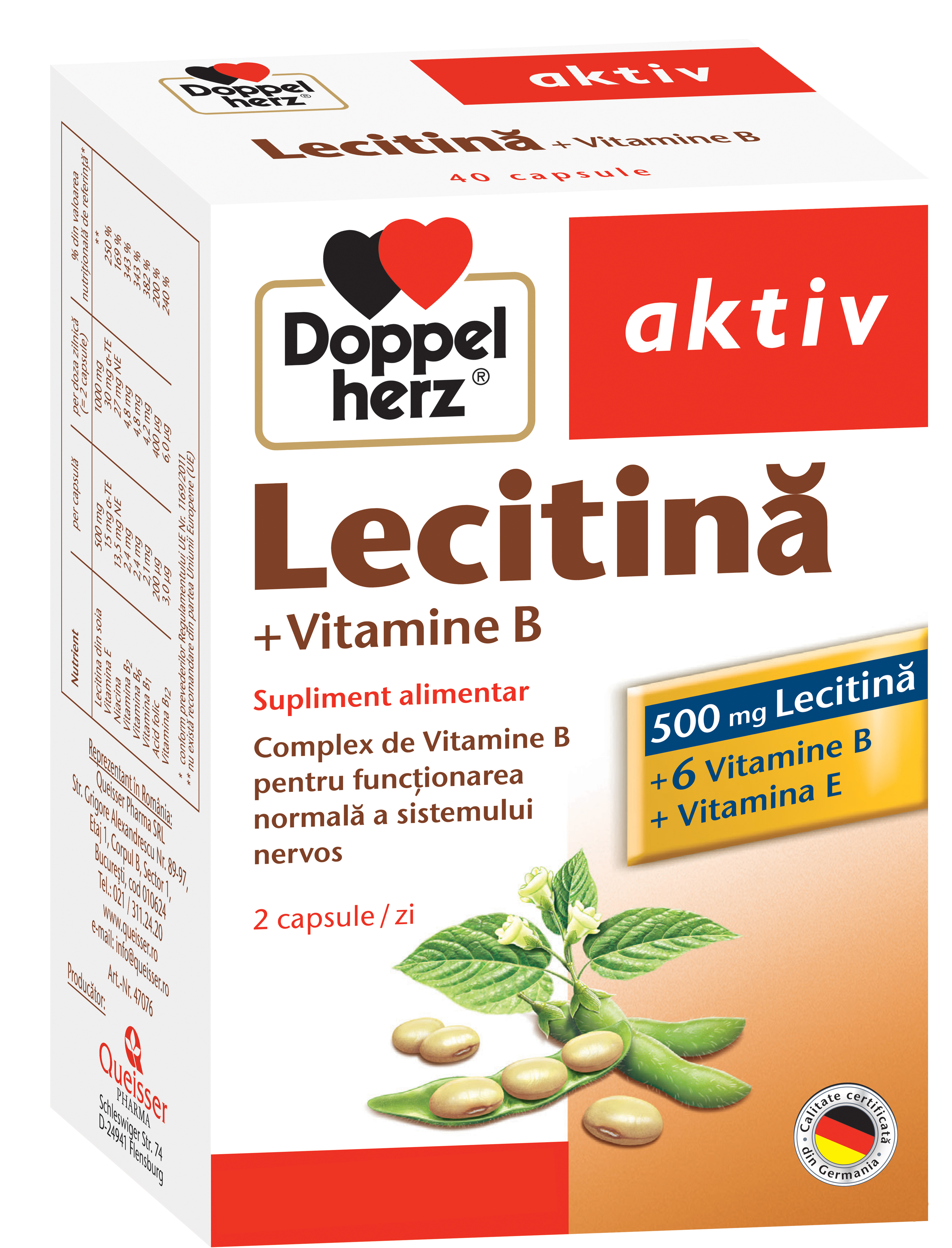 Pentru memorie - Doppelherz Aktiv Lecitină + Vitamine B, 40 capsule, sinapis.ro