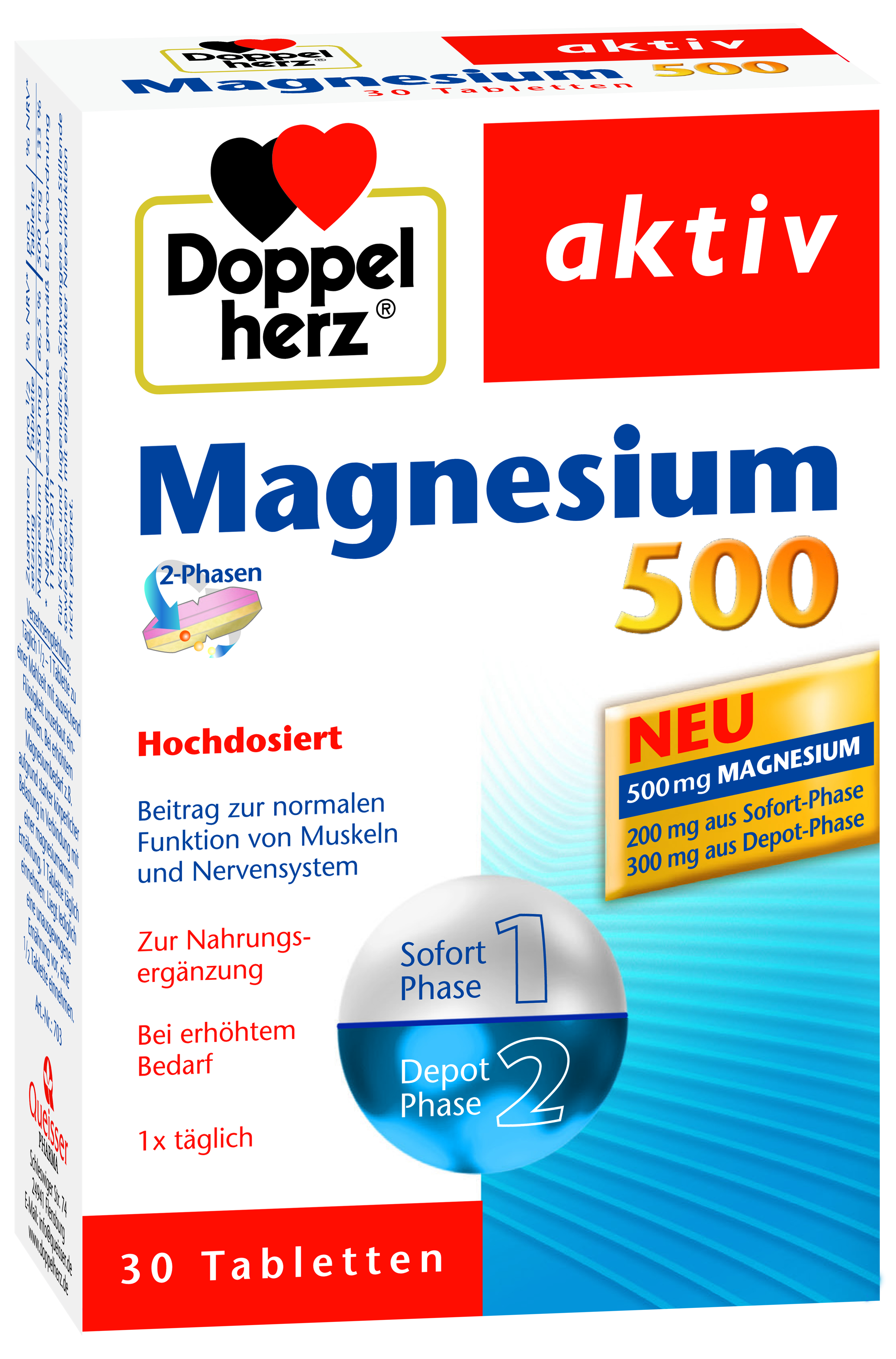 Adulti - Doppelherz Aktiv Magneziu 500, 30 tablete, sinapis.ro