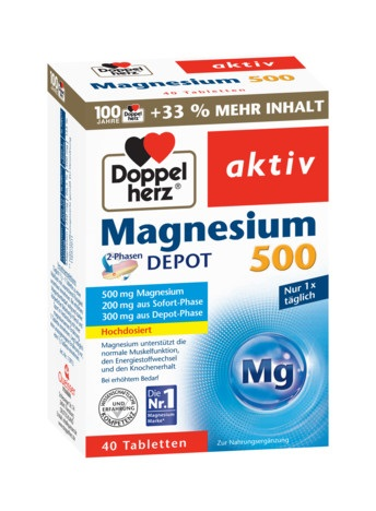Uz general - Doppelherz Aktiv Magneziu 500 mg, 30 + 10 comprimate, sinapis.ro