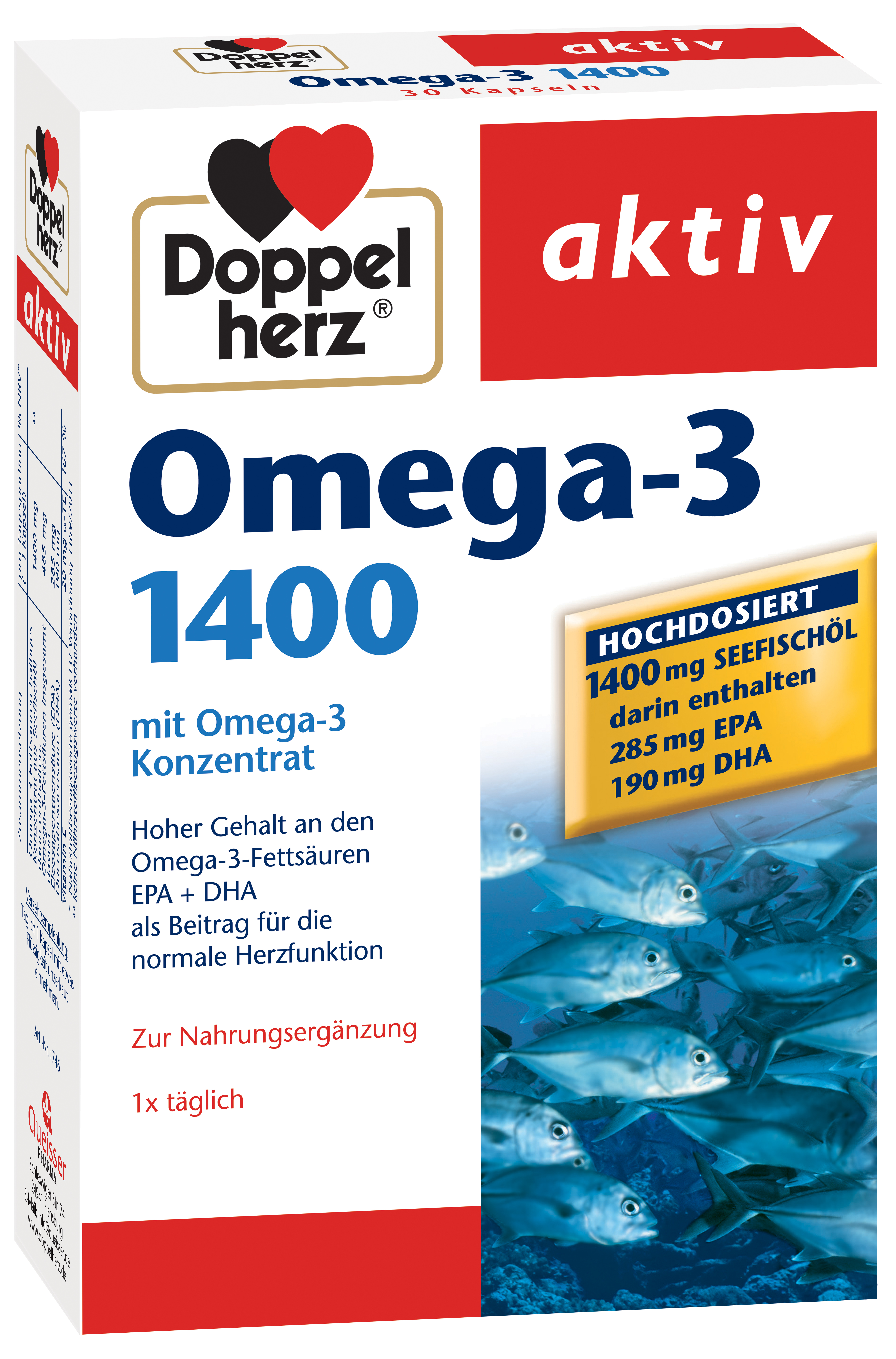 Anticolesterol - Doppelherz Aktiv Omega 3 1400 mg, 30 capsule, sinapis.ro