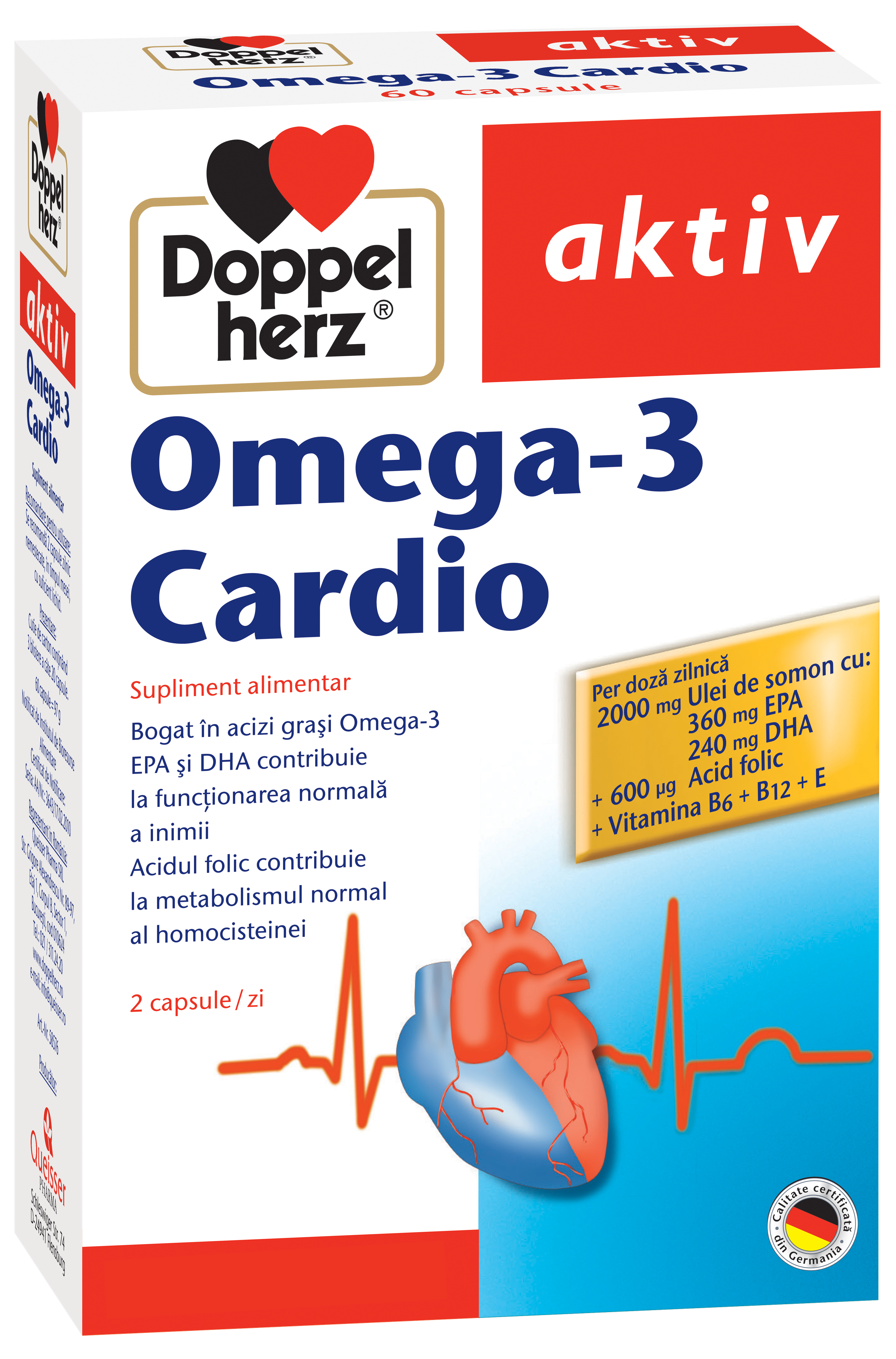 Anticolesterol - Doppelherz Aktiv Omega 3 Cardio, 60 capsule, sinapis.ro