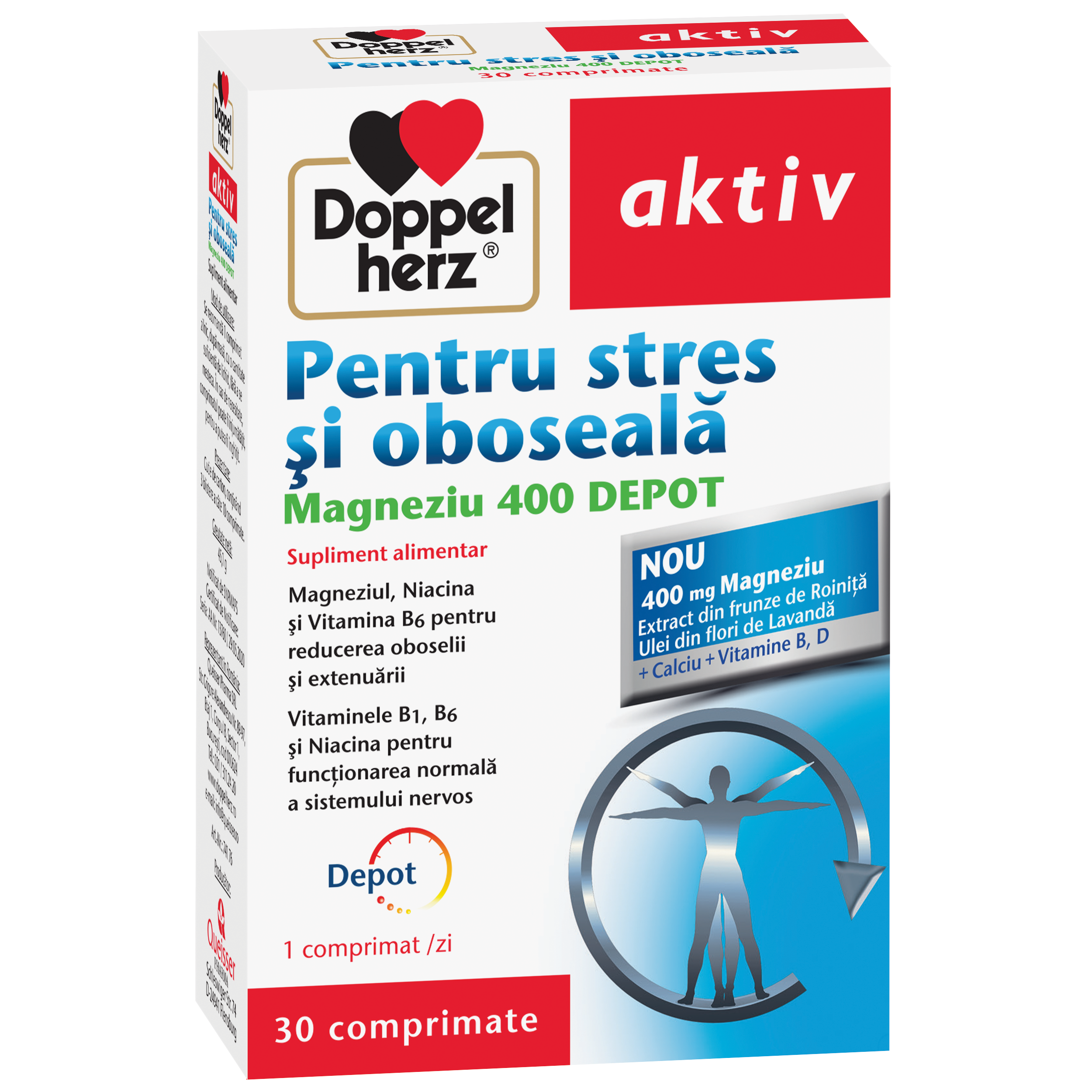 Antistres - Doppelherz Aktiv Pentru Stres și Oboseală Magneziu 400 DEPOT, 30 comprimate, sinapis.ro