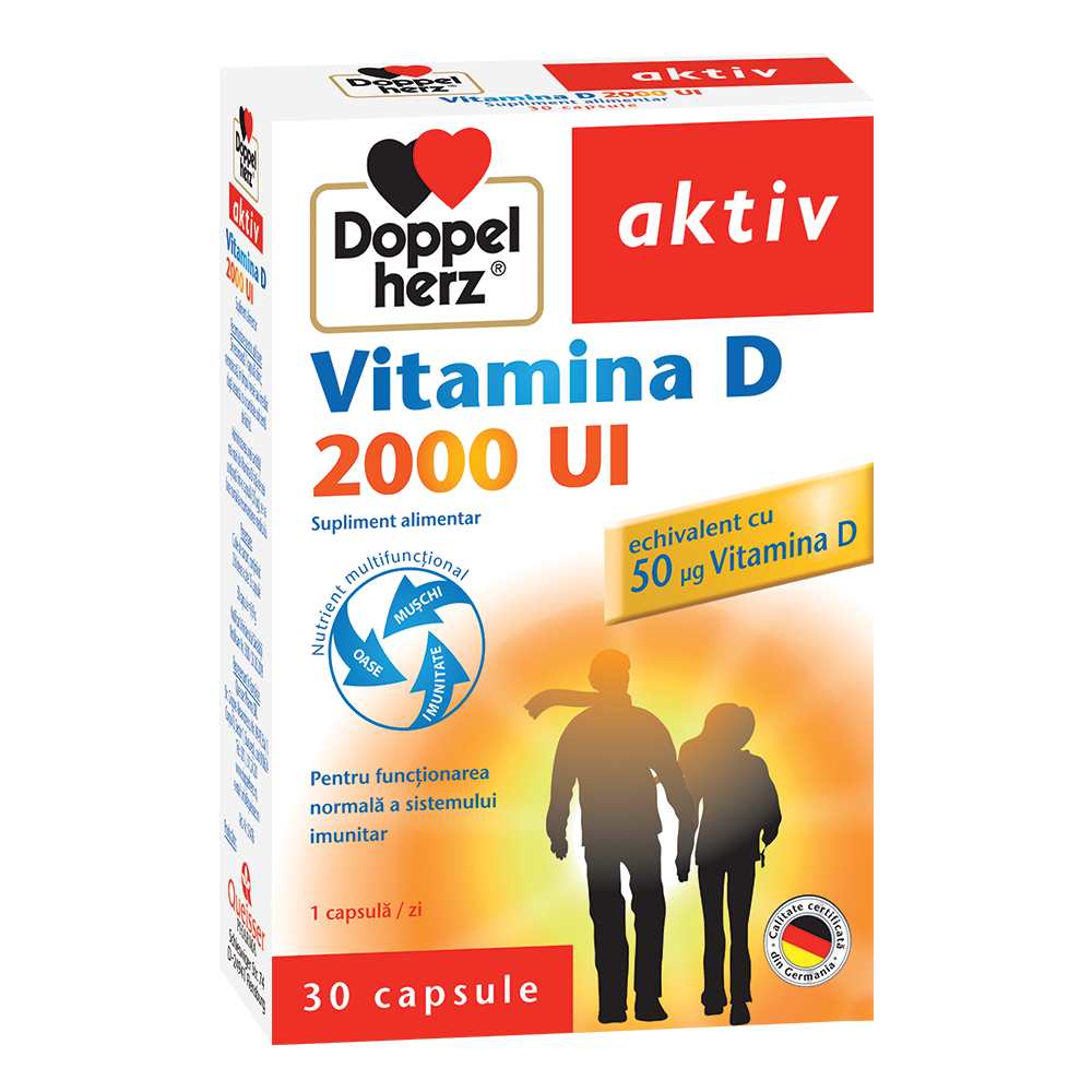 Imunitate - Doppelherz Aktiv Vitamina D 2000UI, 30 capsule, sinapis.ro