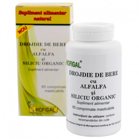 Detoxifiere - Drojdie de bere+alfaalfa+siliciu organic, 60 comprimate, Hofigal, sinapis.ro