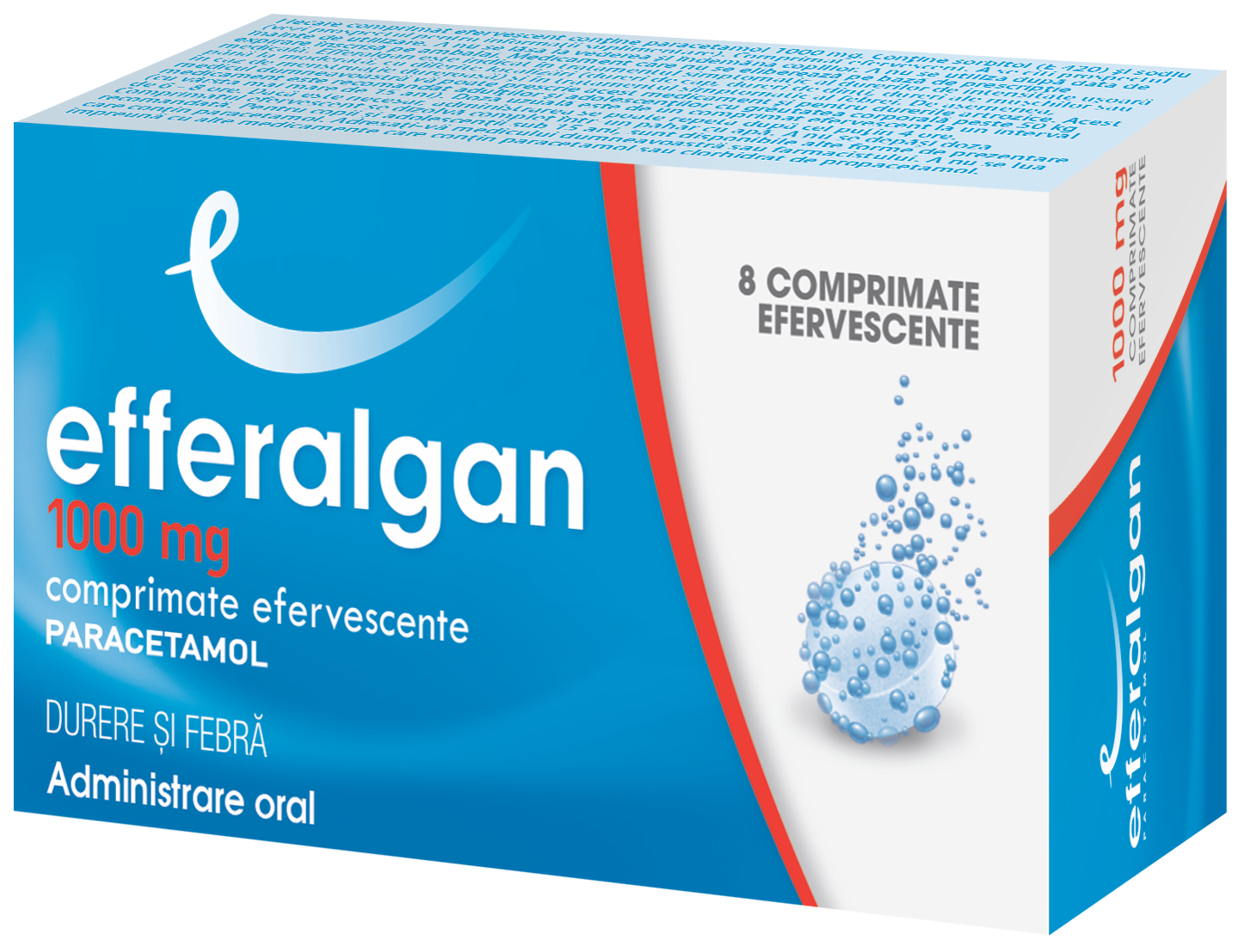 Raceala si gripa - Efferalgan 1000 mg, 8 comprimate efervescente, sinapis.ro