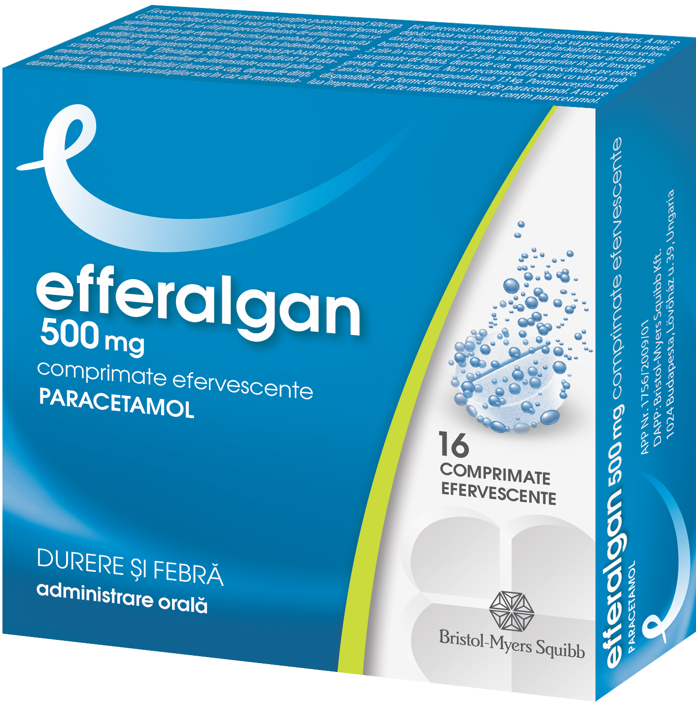Raceala si gripa - Efferalgan 500mg, 16 comprimate efervescente, sinapis.ro