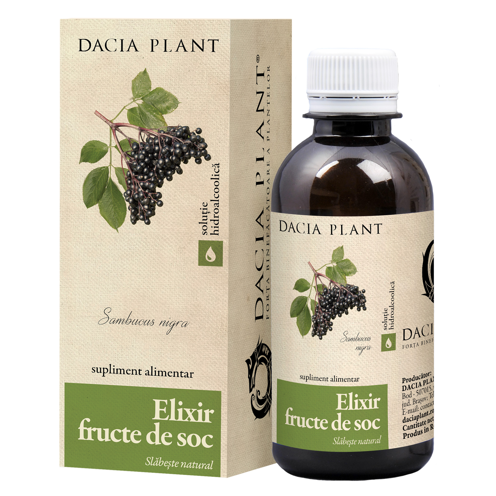 DE SLABIT - Elixir din fructe de soc, 200 ml, Dacia Plant, sinapis.ro