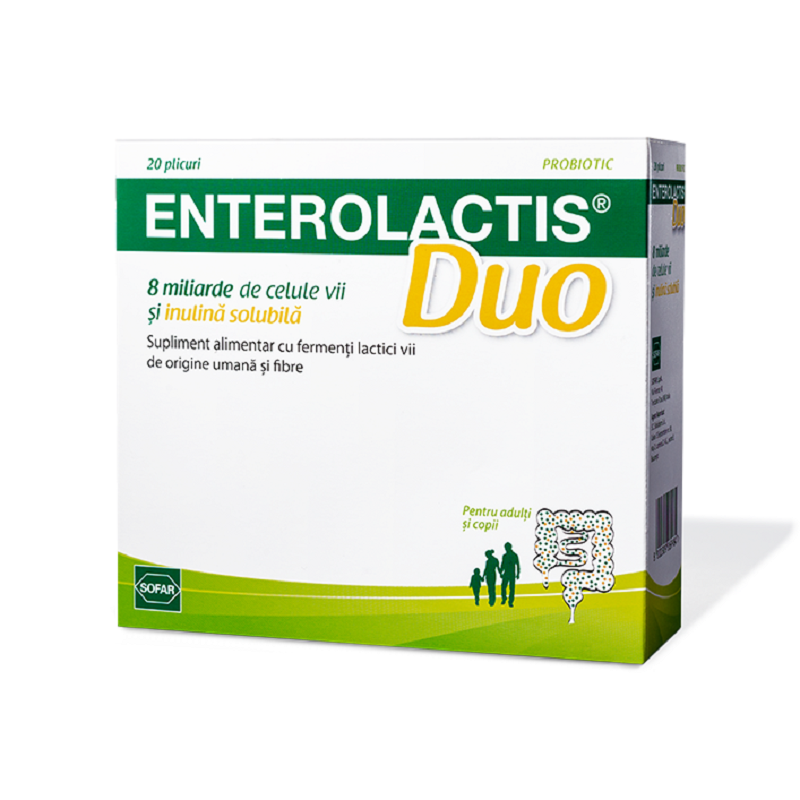 Probiotice si Prebiotice - Enterolactis Duo, 20 plicuri, Sofar, sinapis.ro