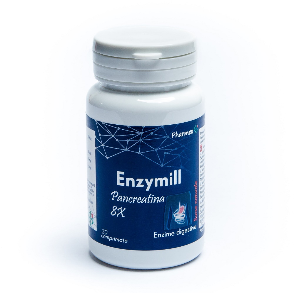 Enzime digestive - Enzymill, 30 comprimate, Pharmex, sinapis.ro