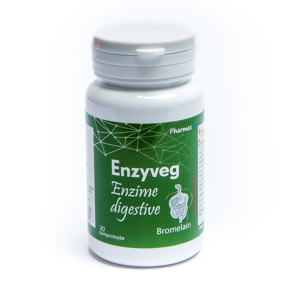 Enzime digestive - Enzyveg, 30 comprimate, Pharmex, sinapis.ro
