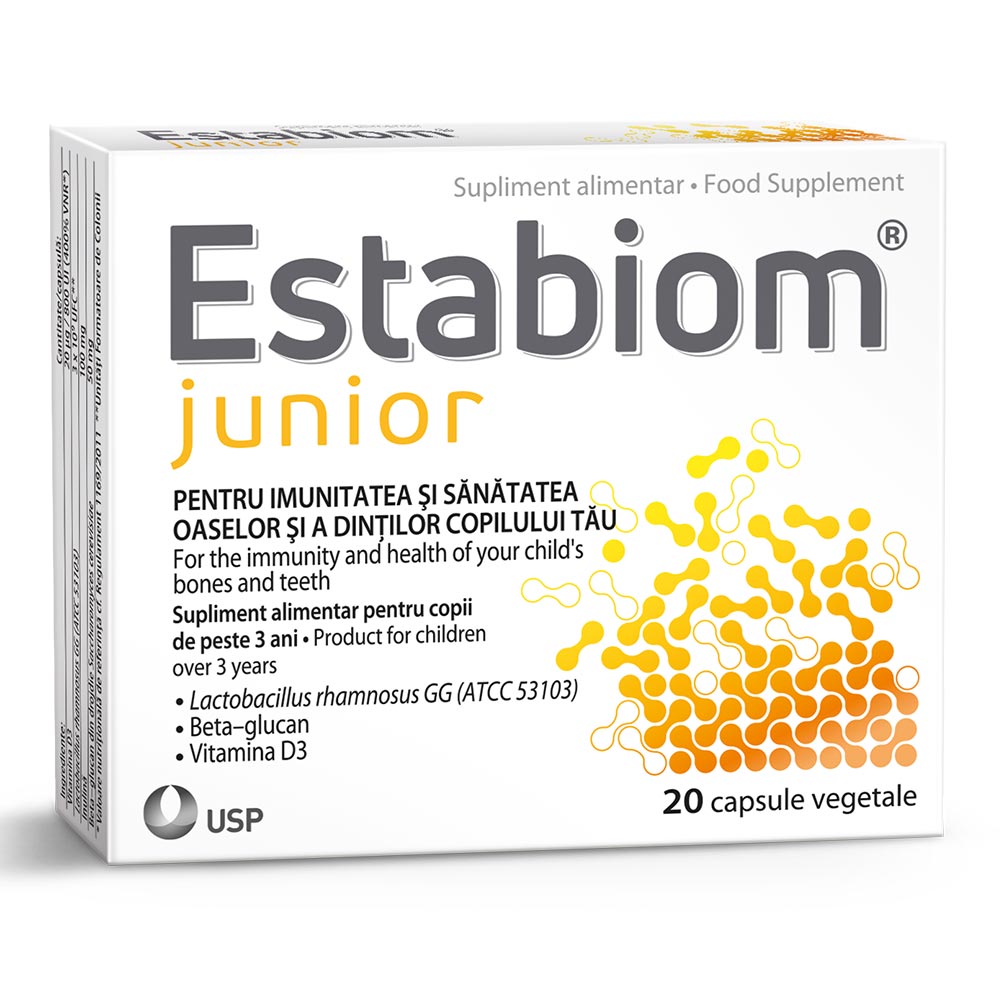 Probiotice si Prebiotice - Estabiom Junior, 20 capsule vegetale
