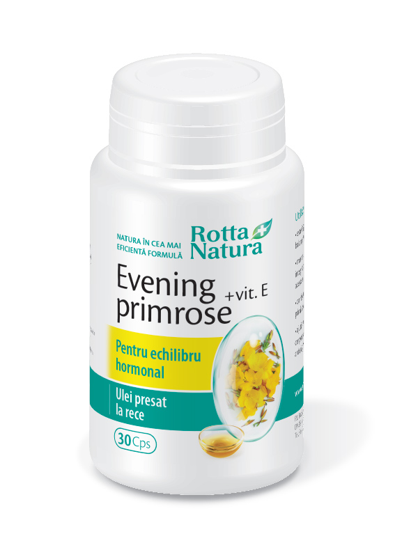 Menopauza si premenopauza - Evening primrose + Vitamina E, 30 capsule, Rotta Natura, sinapis.ro