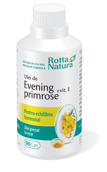 Menopauza si premenopauza - Evening primrose + Vitamina E, 90 capsule, Rotta Natura, sinapis.ro