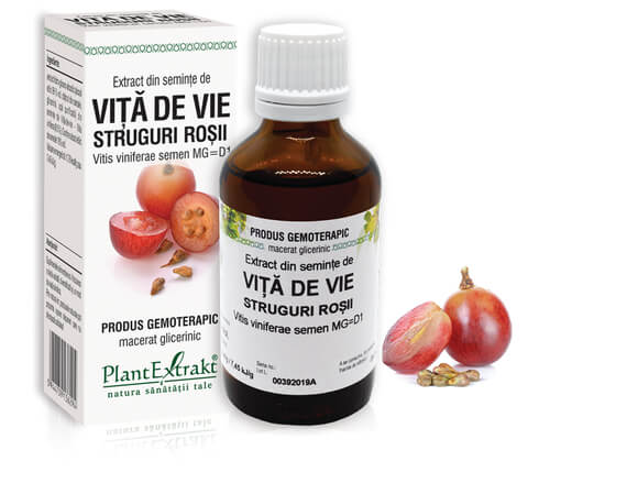 TINCTURI SI GEMODERIVATE - Extract semințe struguri roșii (Vitis viniferae semen) 50ml, PlantExtrakt, sinapis.ro