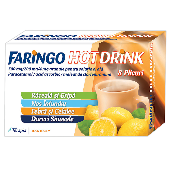 Raceala si gripa - Faringo Hot Drink, 8 plicuri, Terapia, sinapis.ro