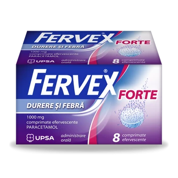 Raceala si gripa - Fervex Durere și Febră Forte, 1000mg, 8 comprimate efervescente, Upsa, sinapis.ro