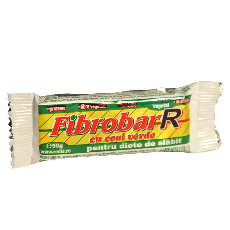 Batoane proteice - Fibrobar-R baton cu ceai verde pentru slăbit 50g, Redis, sinapis.ro