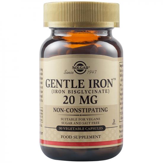 Uz general - Fier cu acțiune blândă Gentle Iron 20 mg, 90 capsule, Solgar, sinapis.ro