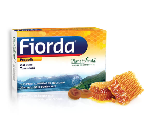 Dureri de gat - Fiorda propolis, 30 comprimate, PlantExtrakt, sinapis.ro