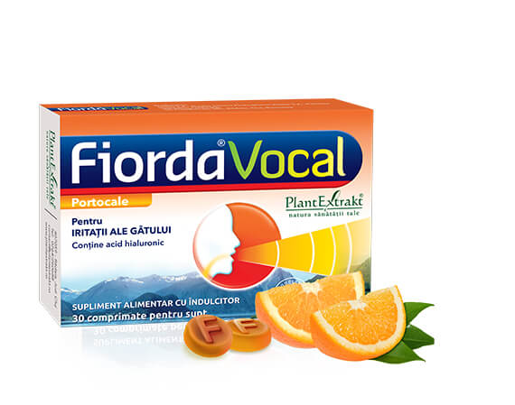 Dureri de gat - Fiorda vocal portocale, 30 comprimate, PlantExtrakt, sinapis.ro