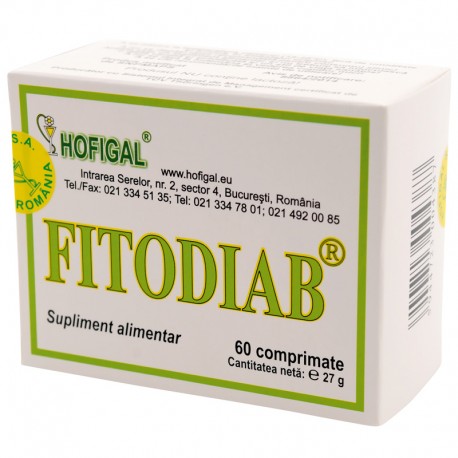 Suplimente diabet - Fitodiab, 60 comprimate, Hofigal, sinapis.ro