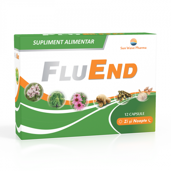 Raceala si gripa - FluEnd, 12 capsule, Sun Wave Pharma, sinapis.ro