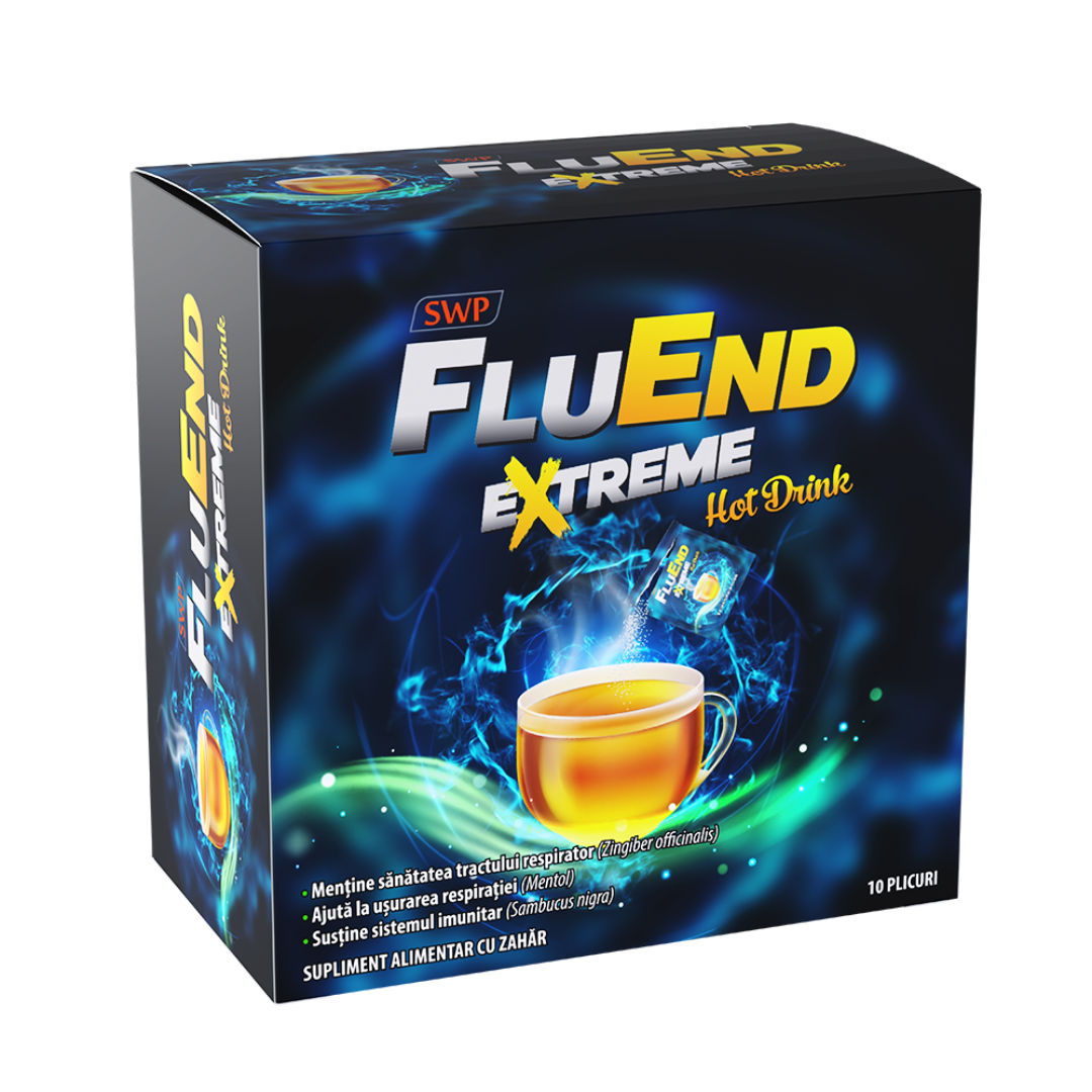 Raceala si gripa - FluEnd Extreme Hot Drink, 10 plicuri, Sun Wave Pharma, sinapis.ro