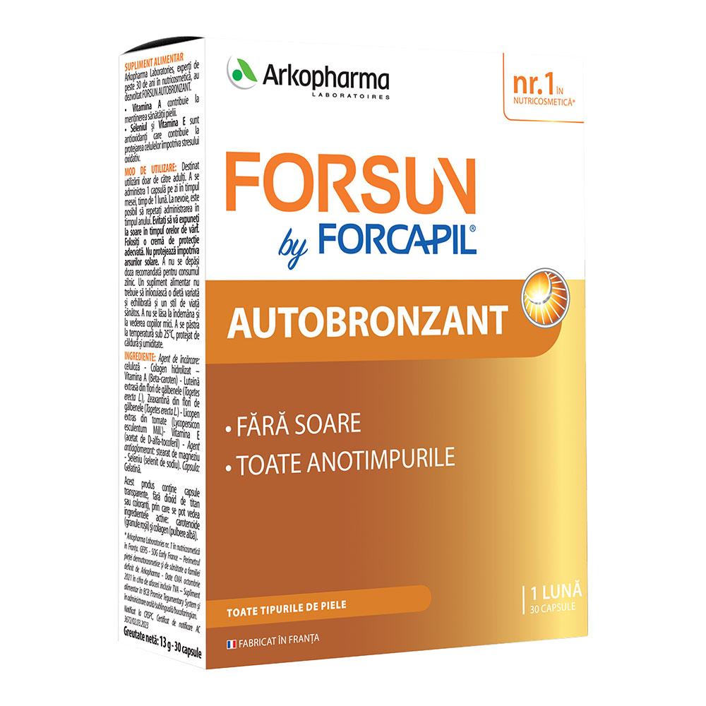 Autobronzante si accelerarea bronzarii - Forcapil Forsun Autobronzant, 30 capsule, sinapis.ro