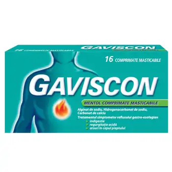 Antiacide - Gaviscon Mentol, 16 comprimate masticabile, Reckitt Benckiser Healthcare, sinapis.ro