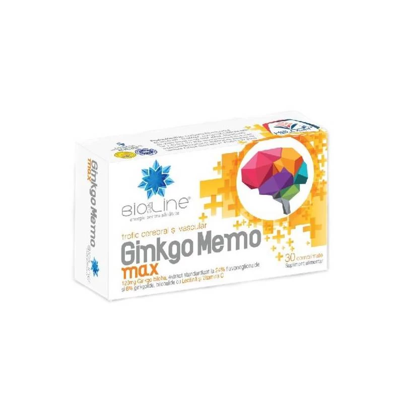 Circulatie cerebrala si memorie - Ginkgo memo max 120mg, 30 comprimate, Helcor, sinapis.ro
