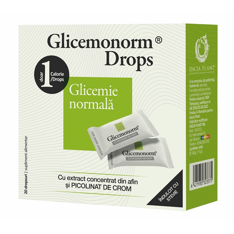 Suplimente diabet - Glicemonorm drops 20 dropsuri, Dacia Plant, sinapis.ro