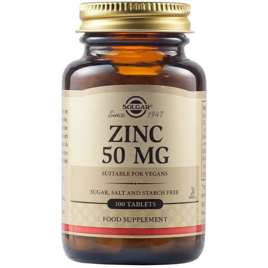 Adulti - Gluconat de zinc 50 mg, 100 tablete, Solgar, sinapis.ro