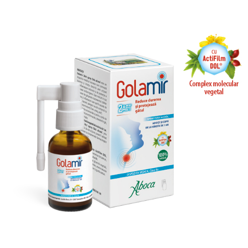 Dureri de gat - Golamir 2Act spray fără alcool, 30ml, sinapis.ro