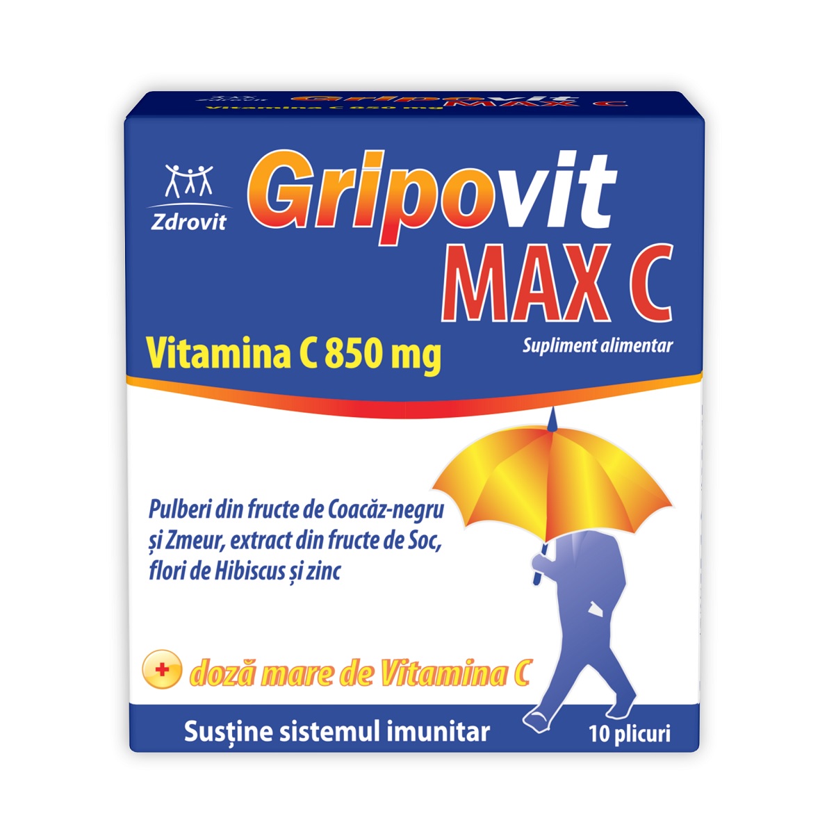 Raceala si gripa - Gripovit Max C, 10 plicuri, Zdrovit, sinapis.ro