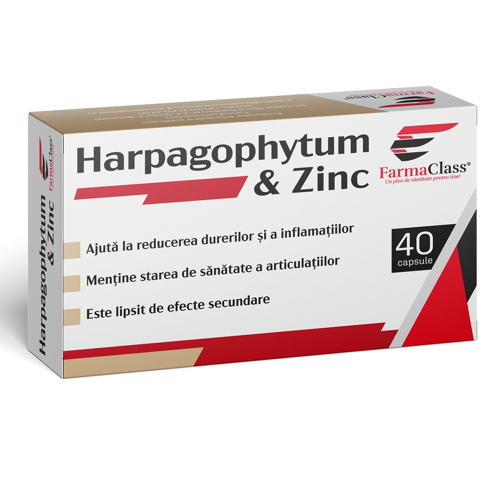 Dureri musculare - Harpagophytum & Zinc, 40 capsule, FarmaClass, sinapis.ro