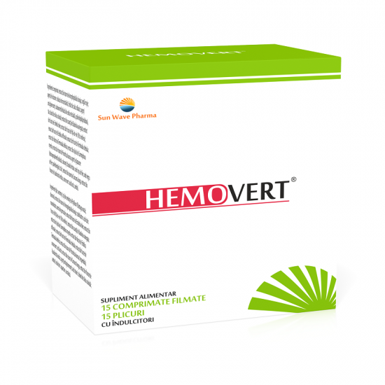 SUPLIMENTE - Hemovert, 15 comprimate + 15 plicuri, Sun Wave Pharma, sinapis.ro