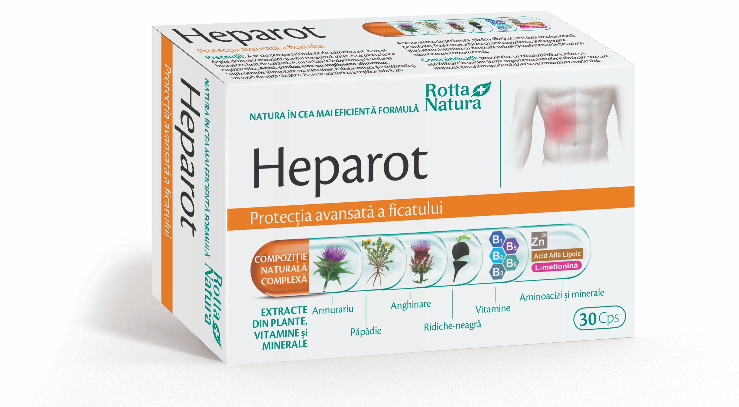 Protectoare hepatice - Heparot, 30 capsule, Rotta Natura, sinapis.ro