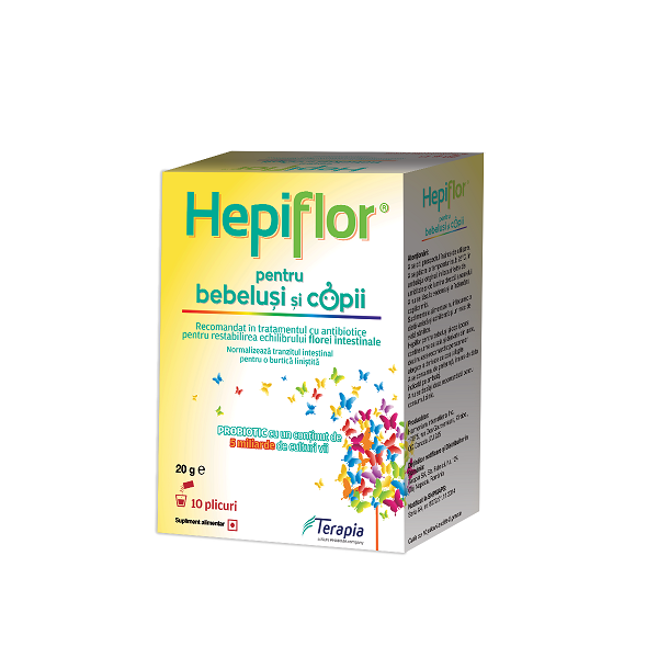 Probiotice si Prebiotice - Hepiflor pentru bebeluși și copii, 10 plicuri, Terapia, sinapis.ro