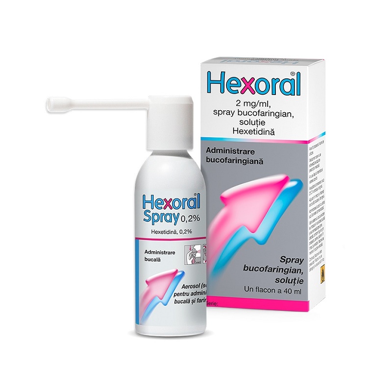 Dureri de gat - Hexoral, 2mg/ml, spray bucofaringian, 40ml, McNeil, sinapis.ro