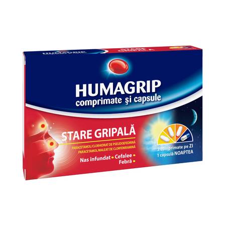 Raceala si gripa - Humagrip, 16 comprimate, Urgo, sinapis.ro