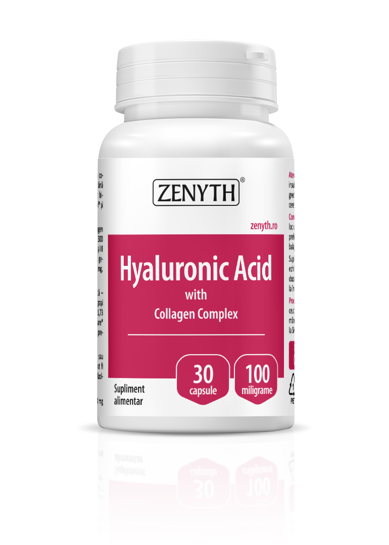 Suplimente alimentare - Hyaluronic Acid with Collagen Complex, 30 capsule, Zenyth, sinapis.ro