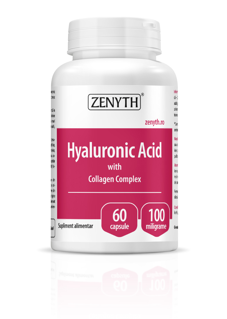 Suplimente alimentare - Hyaluronic Acid with Collagen Complex, 60 capsule, Zenyth, sinapis.ro
