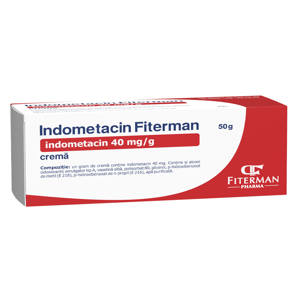 Dureri musculare - Indometacin Fiterman, 40mg/g, cremă 50g, sinapis.ro