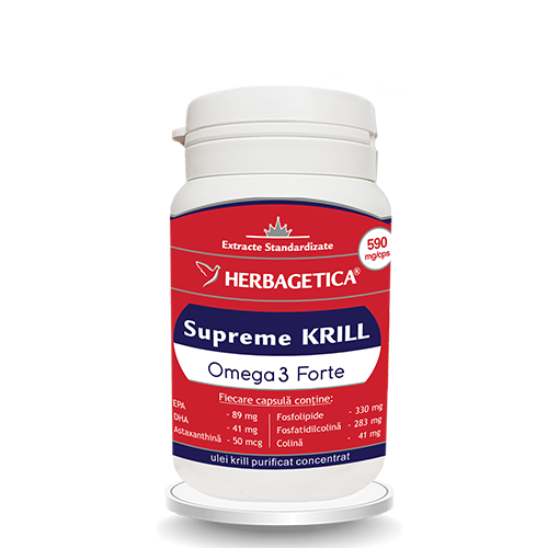 Cardiace-tensiune - Krill Oil Supreme Omega 3, 30 capsule, Herbagetica, sinapis.ro
