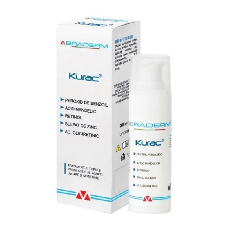 Acnee - Kurac crema pentru tratamentul acneei, 30 ml, Braderm, sinapis.ro
