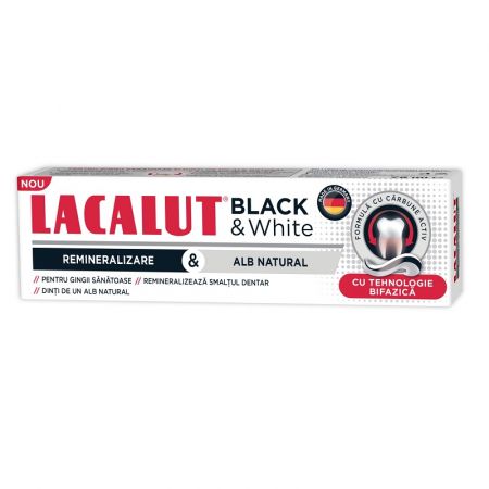 Pasta de dinti - Lacalut, pastă de dinți black & white, 75ml, Zdrovit, sinapis.ro