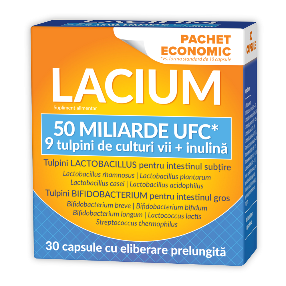 Probiotice si Prebiotice - Lacium 50 miliarde UFC, 30 capsule, Natur Produkt, sinapis.ro