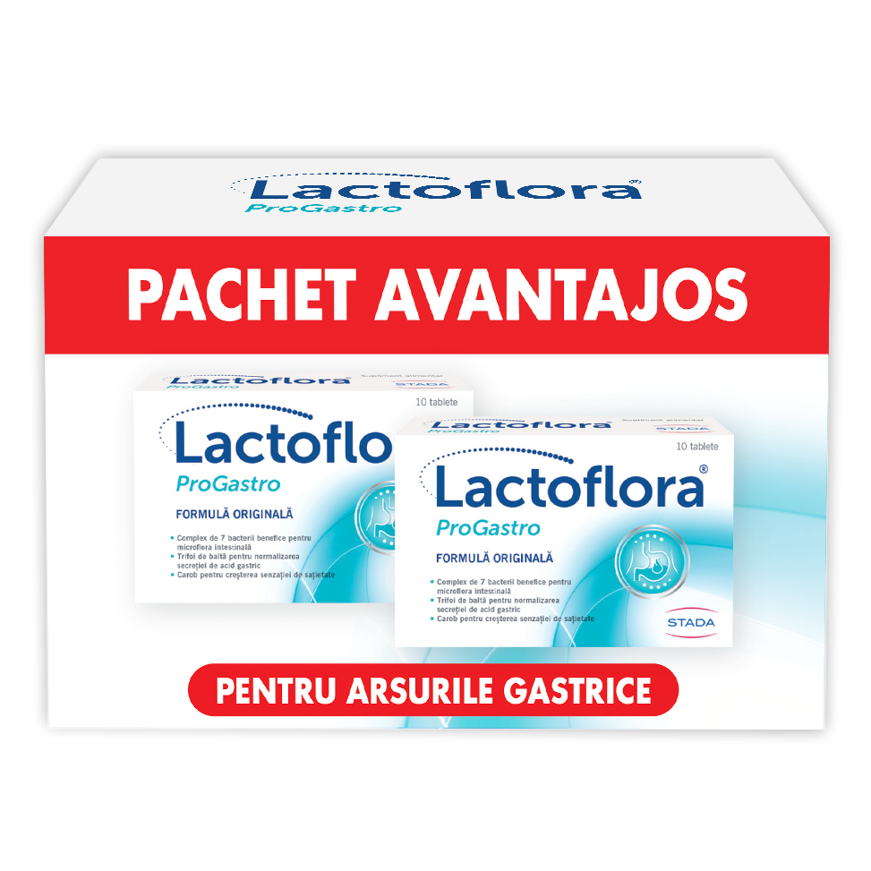Probiotice si Prebiotice - Lactoflora ProGastro, 10 tablete +  10 tablete, Stada, sinapis.ro