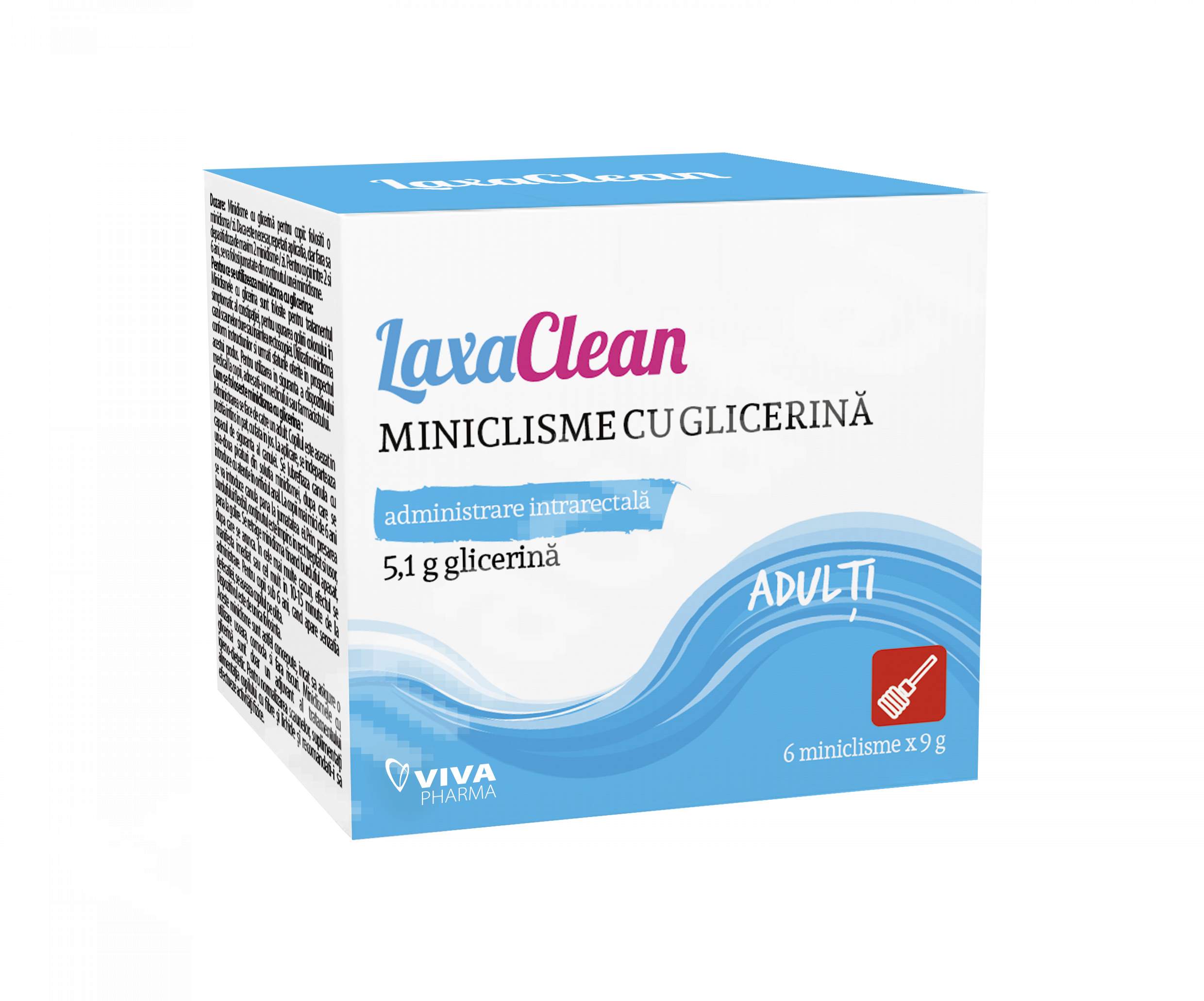 Constipatie - LaxaClean miniclisme cu glicerină pentru adulți, 6 bucăți, Viva Pharma, sinapis.ro