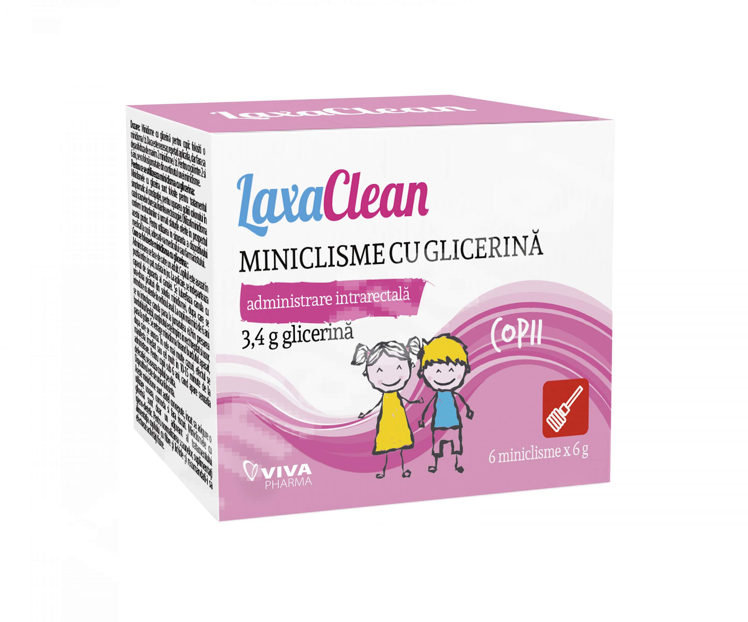 Constipatie - LaxaClean miniclisme cu glicerină pentru copii, 6 bucăți, Viva Pharma, sinapis.ro